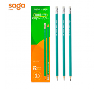 Карандаши чернографитные "SAGA", в пачке 12шт.  3313.