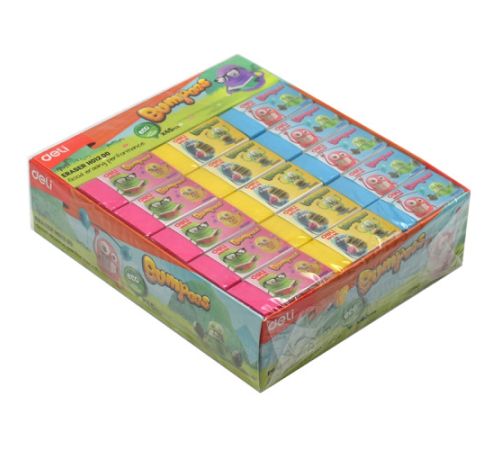 Ластик DELI "Bumpees", прямоугольный, ассорти, 40х22х12 мм