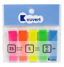 Закладки клейкие KUVERT "Sticky", 12 х 45 мм, стрелки, пластиковые,  5 цв х 25 листов